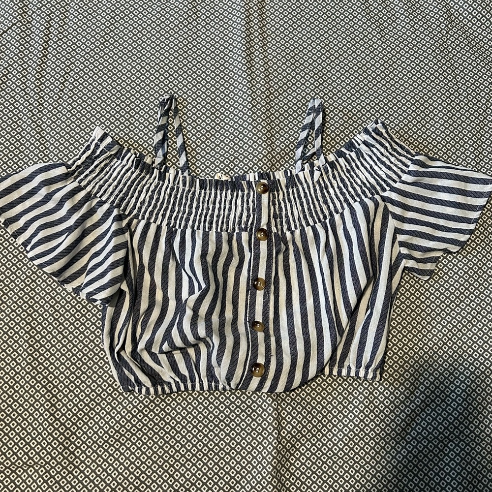 Stripped Off the Shoulder Top
